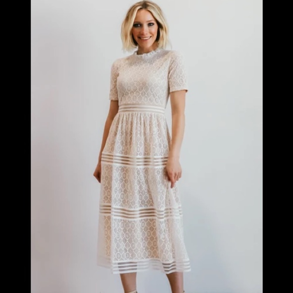 Polagram Cream and Nude MIDI Dress